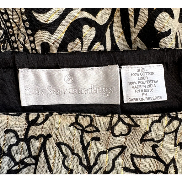 Soft Surroundings Boho Maxi Skirt Black Beige Gold Sequins Bird Medallion PM - Picture 3 of 12